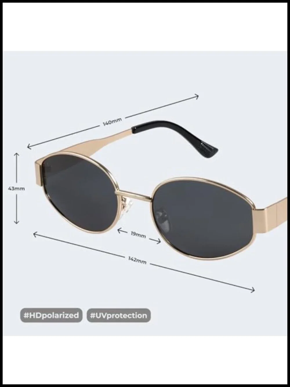 Retro Polarized Sunglasses UV400 Protection Oval Metal Frames with Case
